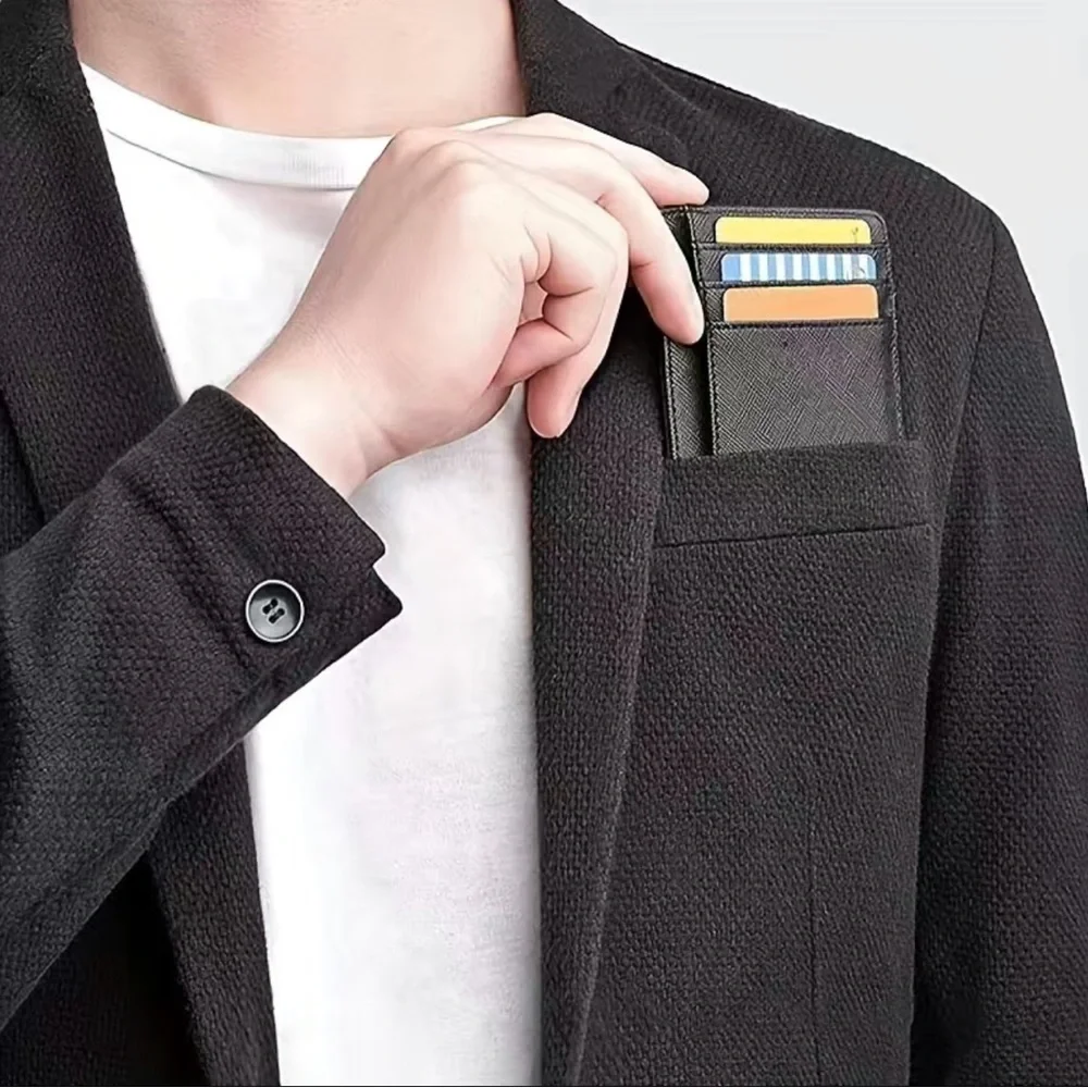 Men Saffiano Leather Style Wallet RFID Blocking Slim Practical